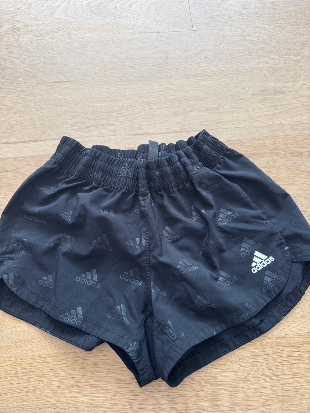 adidas Black Logo Print Girls' Athletic Shorts